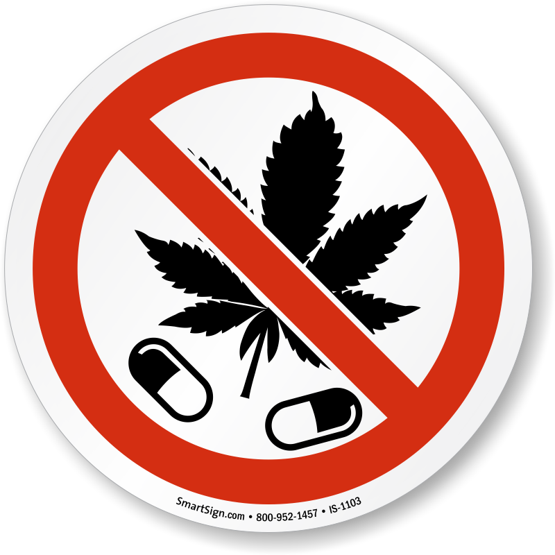 No Drugs, No Marijuana Leaf Symbol - ISO Prohibition Sign, SKU: IS ...