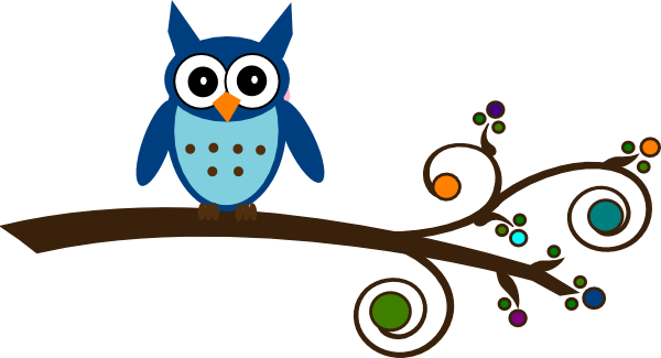 Owl on a branch clip art