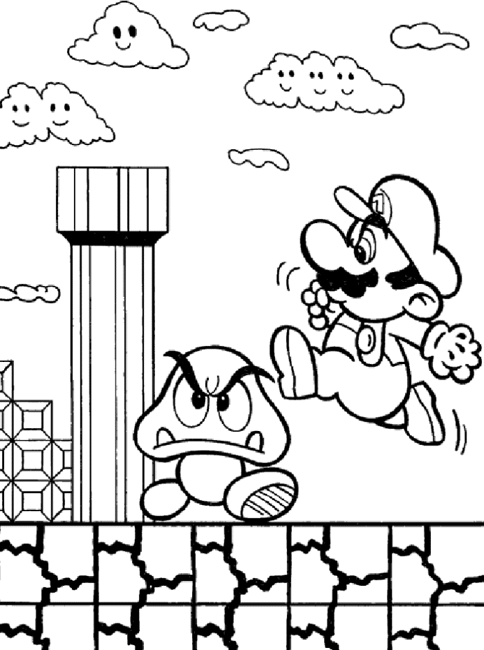 Print Super Mario Bros Game Coloring Page or Download Super Mario ...