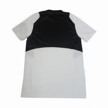 Men's White T-shirt with black in shoulder and back yoke ...