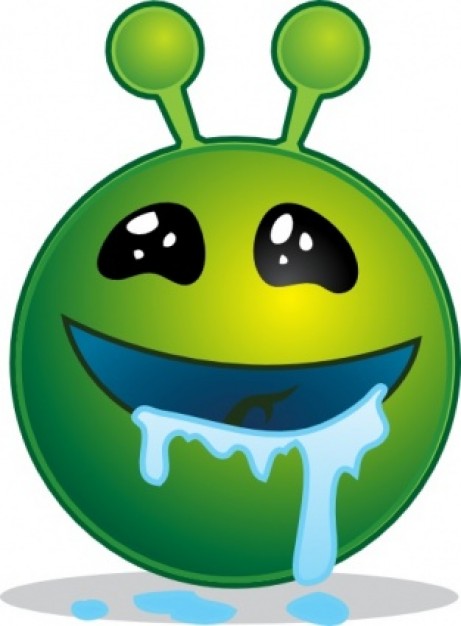 Smiley Green Alien Droling clip art | Download free Vector