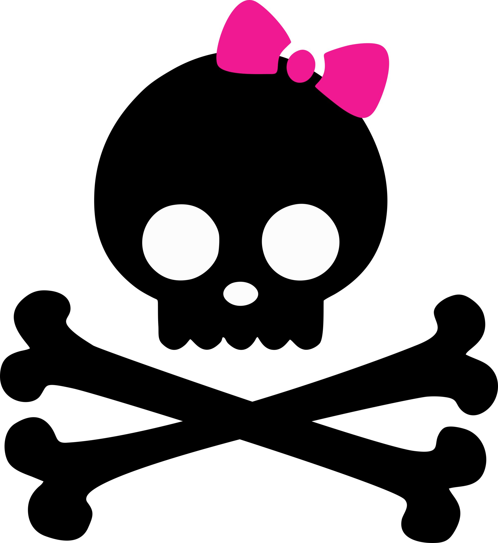 Skulls and Bones Iron On with Pink Bow | Baby N Toddler