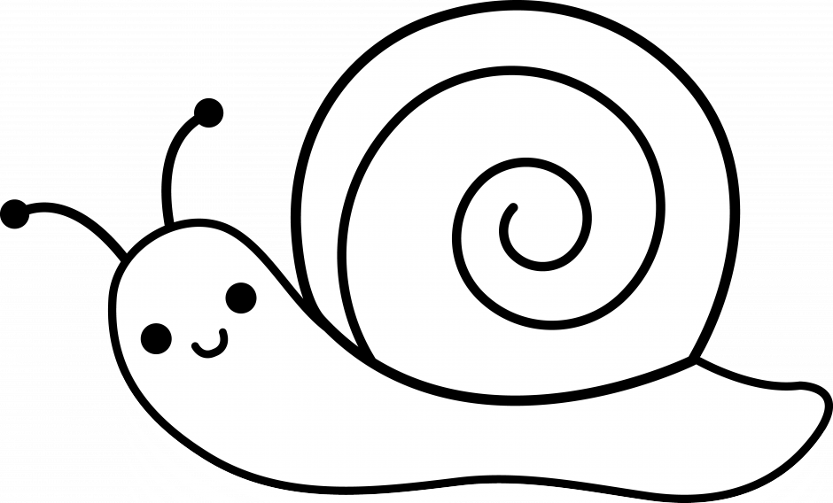 Cartoon Clipart Of A Black And White Happy Snail Vector Outlined ...