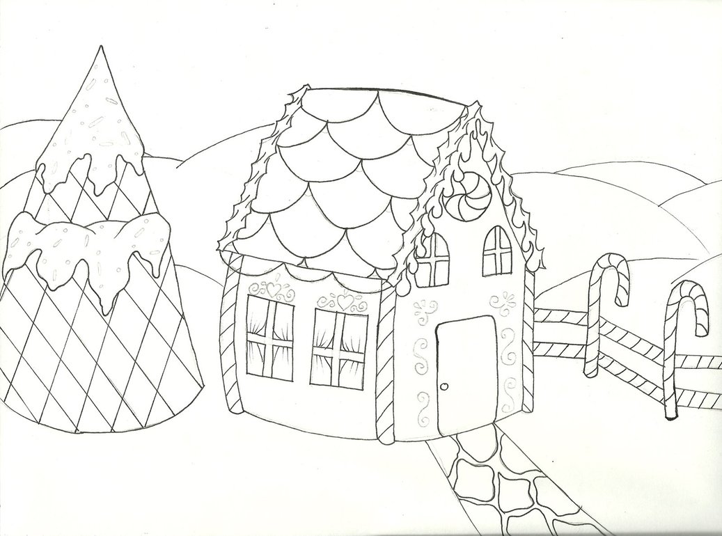 Gingerbread House Coloring Page Gingerbread house lineart