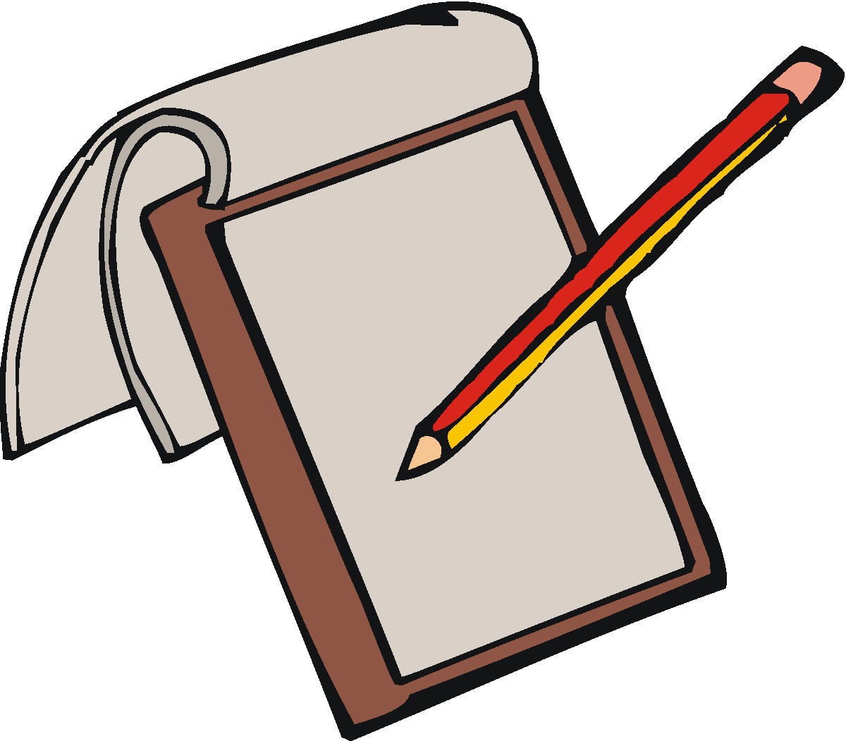 Notebook paper and pencil clipart