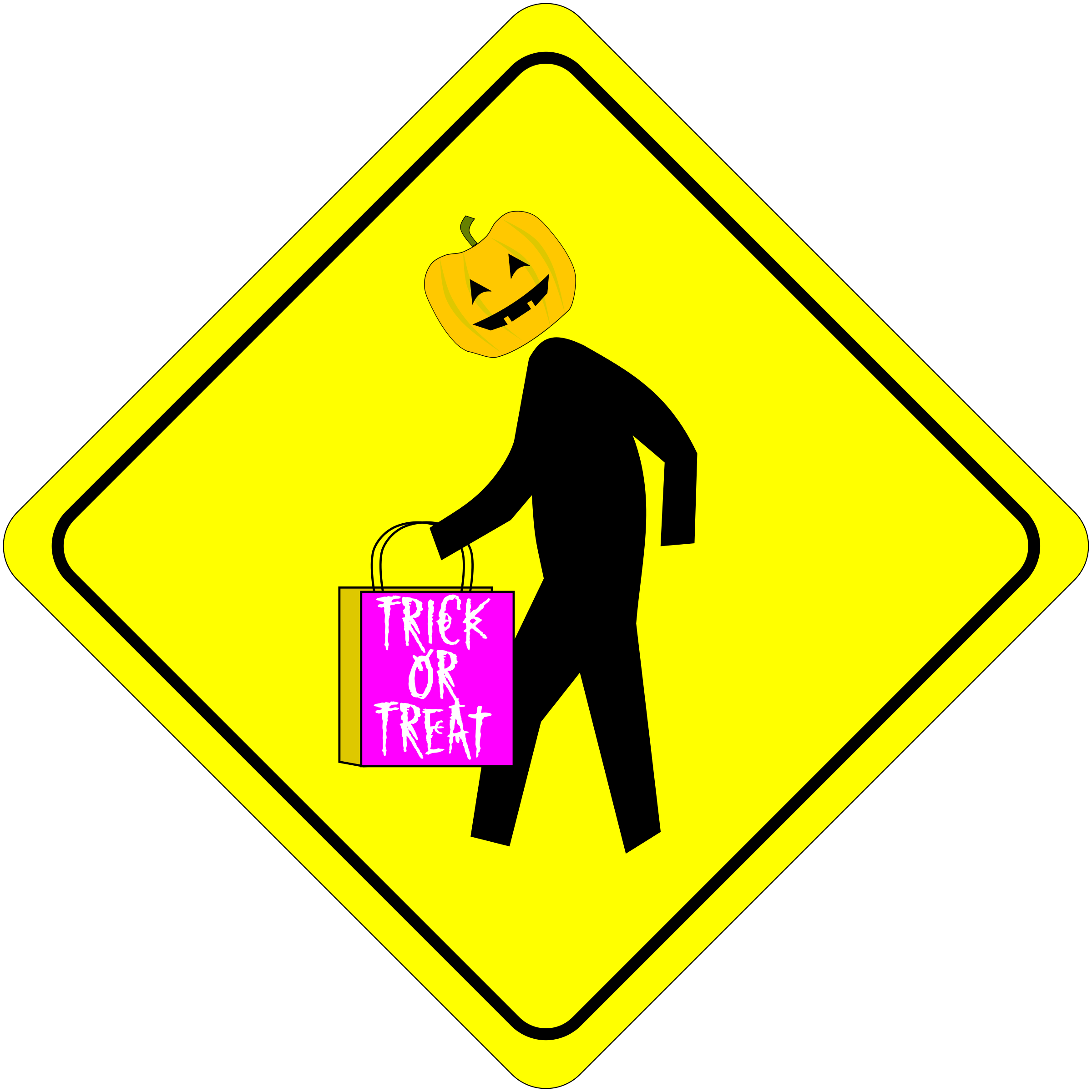 Clipart - Halloween Pedestrian Caution Sign