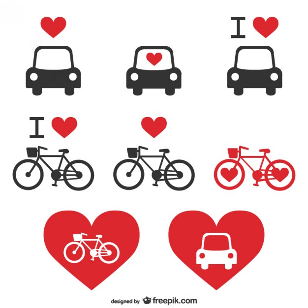 Love bikes and cars icons Vector | Free Download
