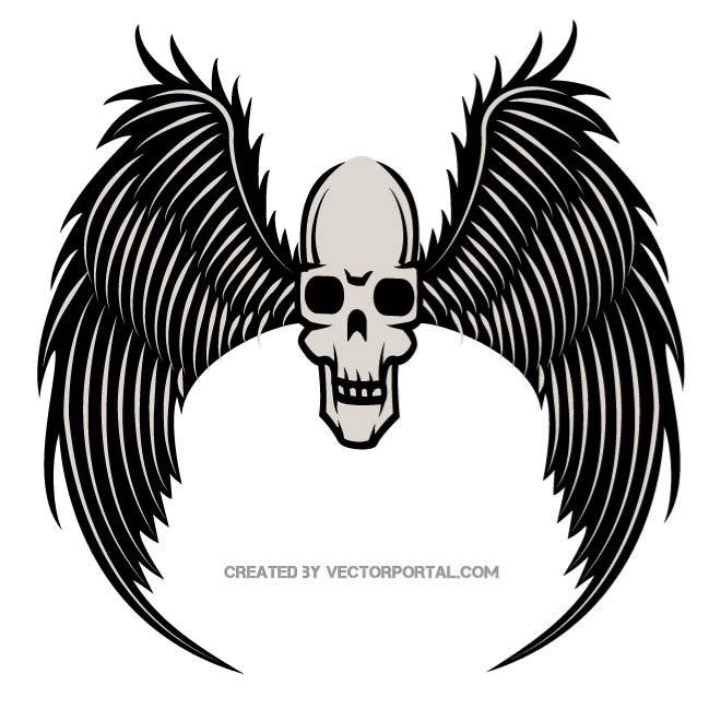 SCARY SKULL AND WINGS - Download at Vectorportal