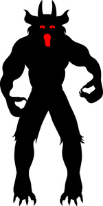 Monster Clipart Image - Angry red-eyed devil monster with horns