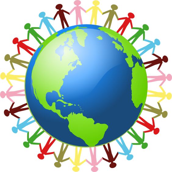 580 views Clipart people holding hands around the world with flag colors on ...