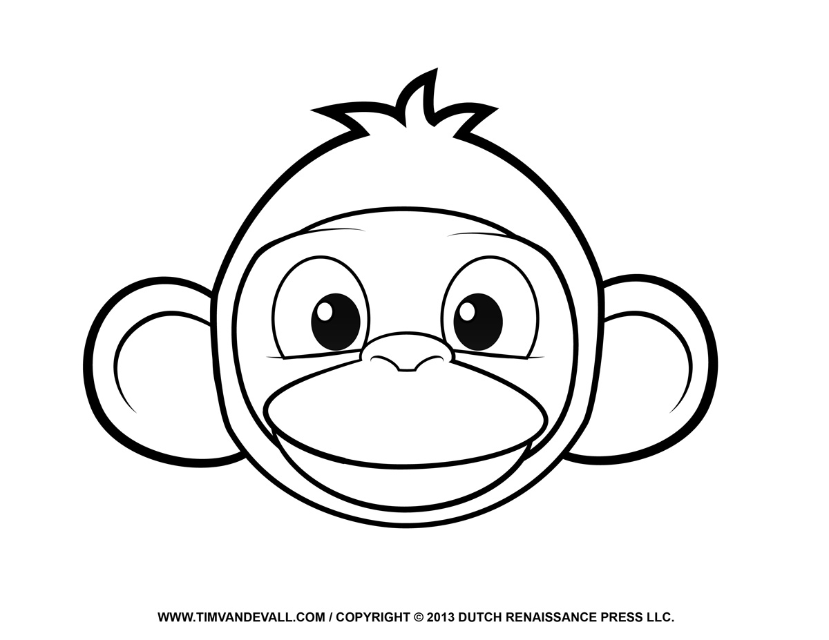 Monkey face clipart black and white