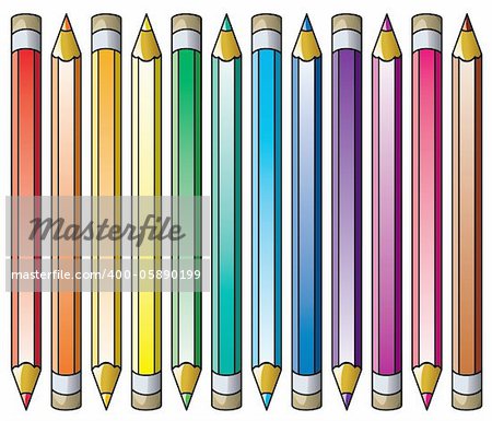 vector colorful pencils clipart set - Stock Photos