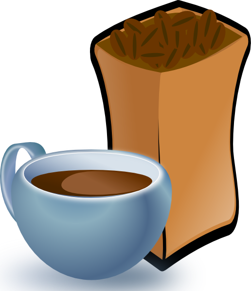 Cup Of Coffee With Sack Of Coffee Beans clip art Free Vector