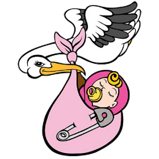 Stork and baby girl clipart