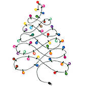 Christmas Garland Black And White Clipart