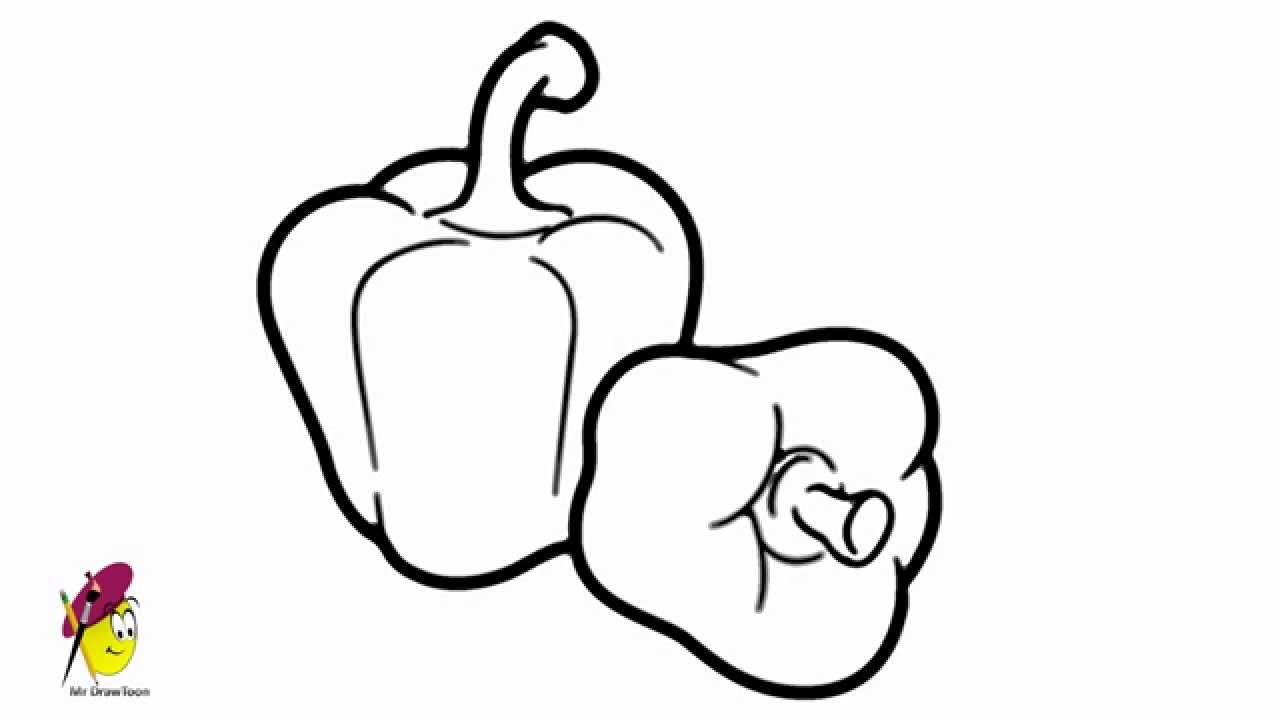 Capsicum - how to draw Capsicum - Fruits and Vegetables - YouTube
