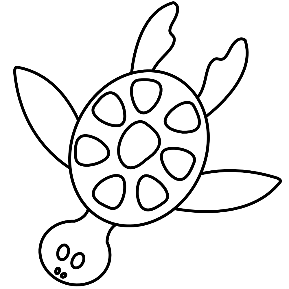 Cute turtle clipart black and white