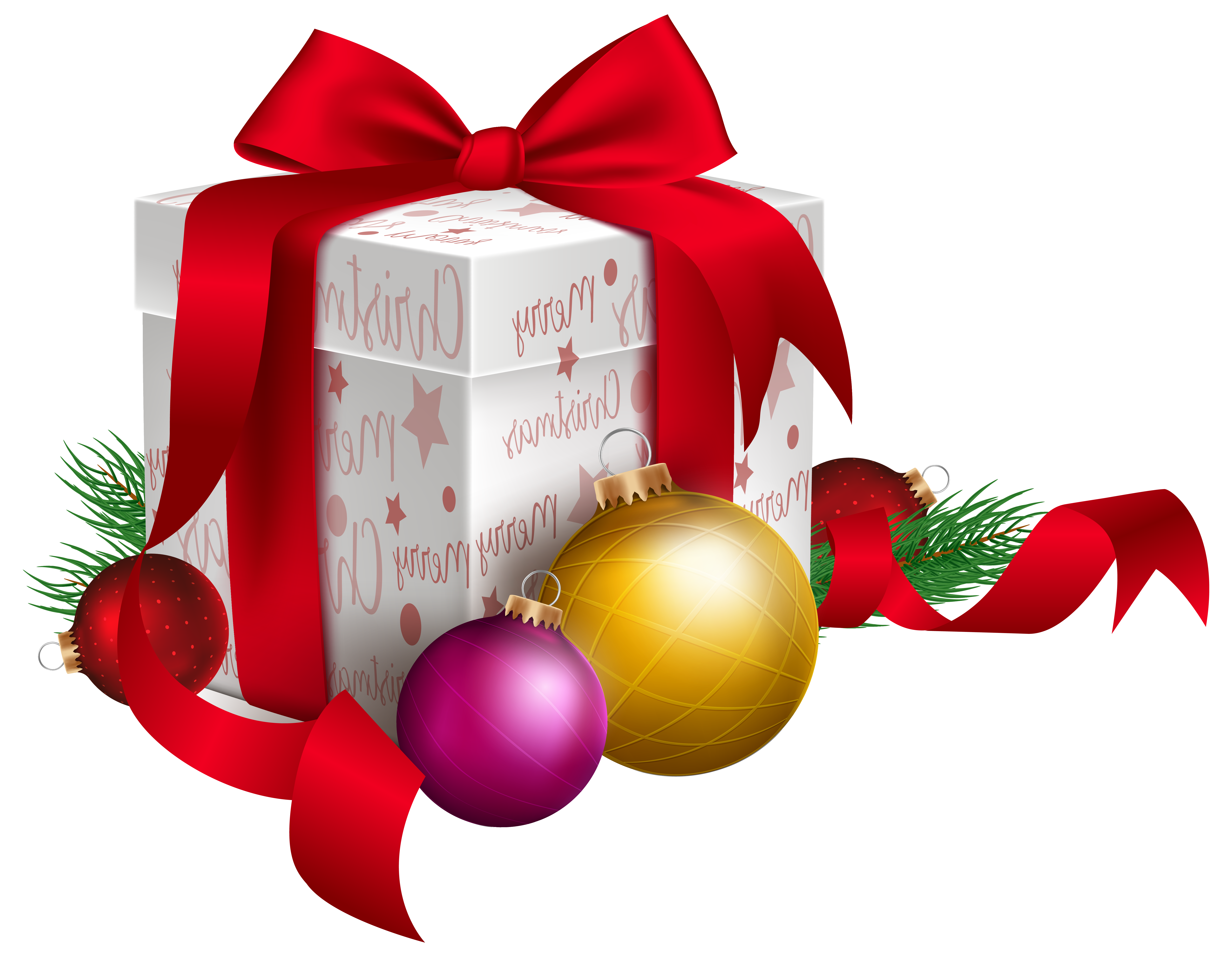 Christmas Gift and Ornaments Transparent PNG Clip Art Image