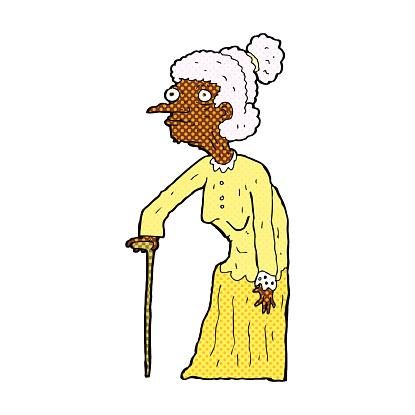 Drawing Of The Crazy Old Lady Clip Art, Vector Images ...