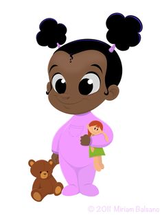 Black girl baby clipart