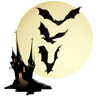 Moon With Bats - Halloween Cartoon Clip Art