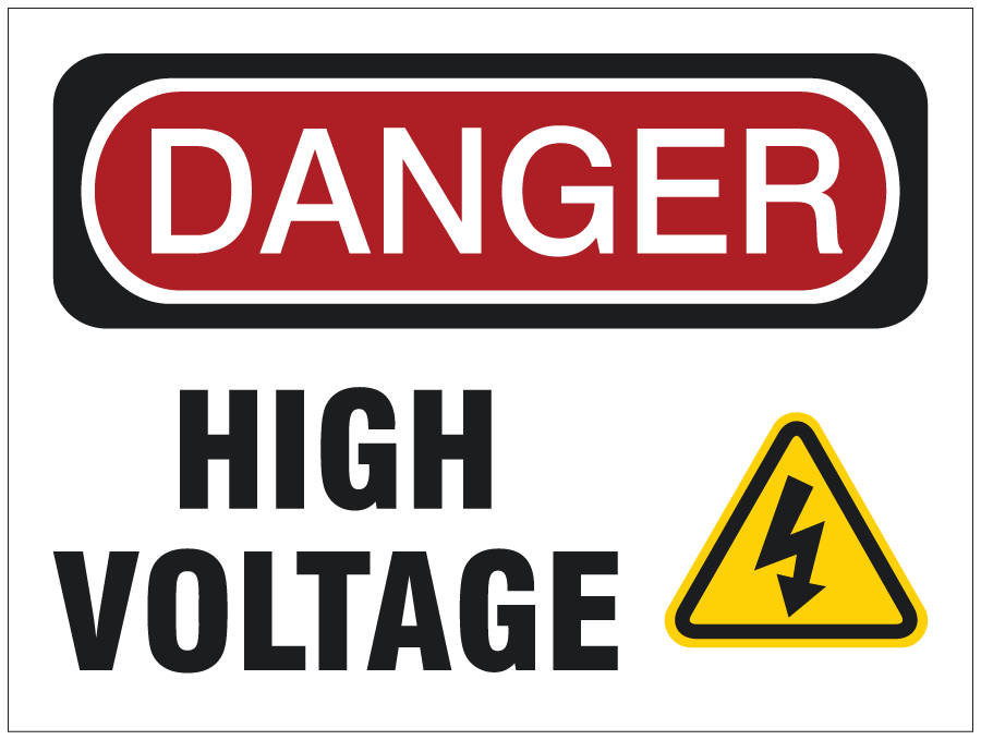 Safety Sign | DANGER - High Voltage (With Bolt Pictogram)
