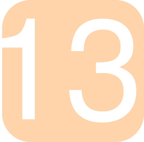 Orange, Rounded, Square With Number 13 Clip Art ...