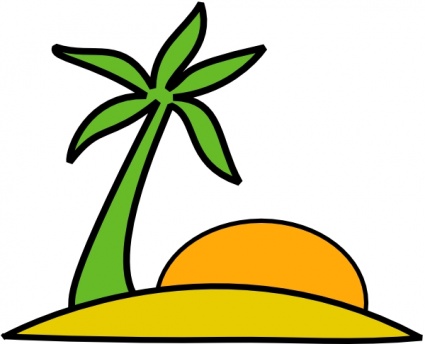 Island, Palm, And The Sun clip art vector, free vectors