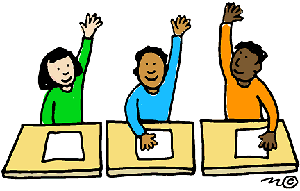 three raised hands (in color) - Clip Art Gallery
