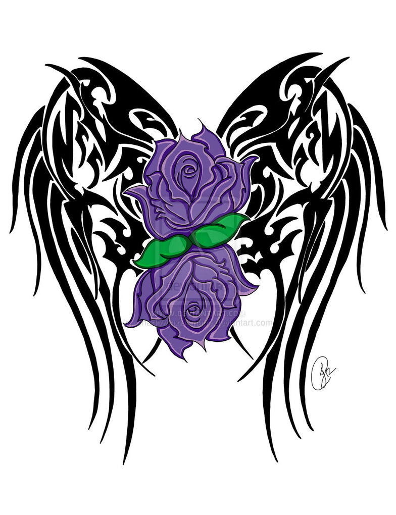 Winged Roses in Purple