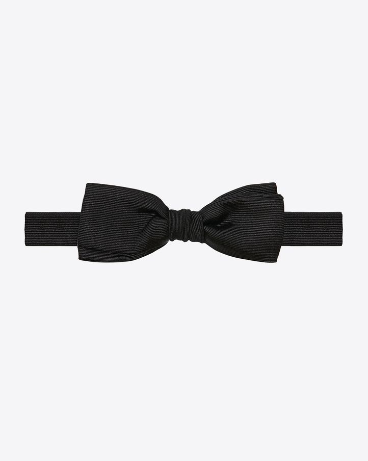 Saint Laurent Signature Yves Bow Tie In Black Silk | ysl.