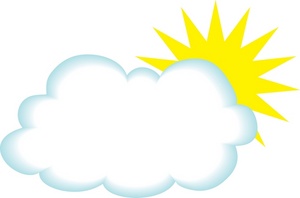 Cloud Clipart Image - Clip art Illustration of a Sun Behind a Cloud