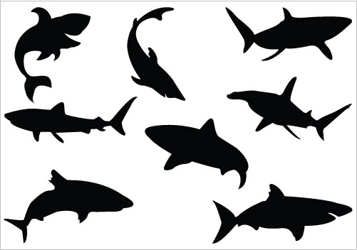 Shark Silhouette Clip Art Pack | Silhouette Clip ArtSilhouette ...