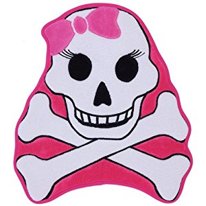Amazon.com: Girls' Pink Shaped Memory Foam Bath Rug - Skull and ...