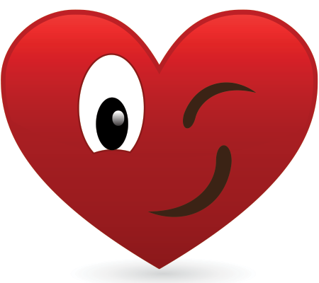 winking animated smiley face with hearts clipart