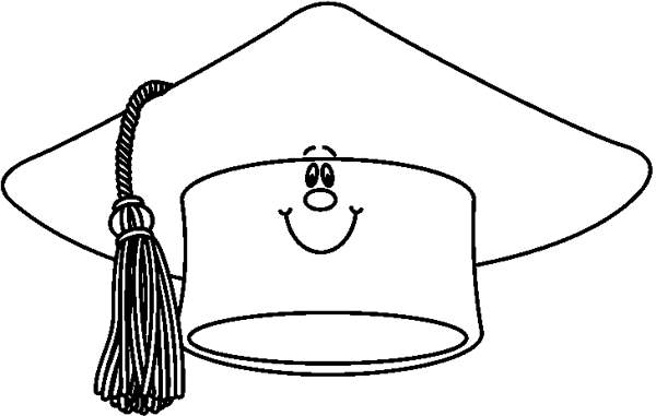 Graduation hat clipart black and white