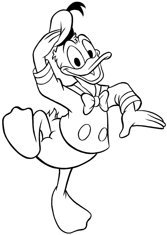 Donald Duck Dancing Coloring Page | Kids Coloring Page