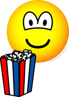 Popcorn eating emoticon : Emoticons @ emofaces.com