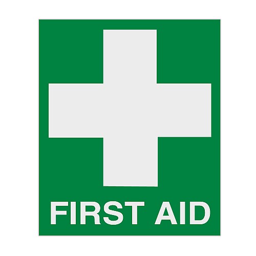 Large Green First Aid Sticker with White Cross