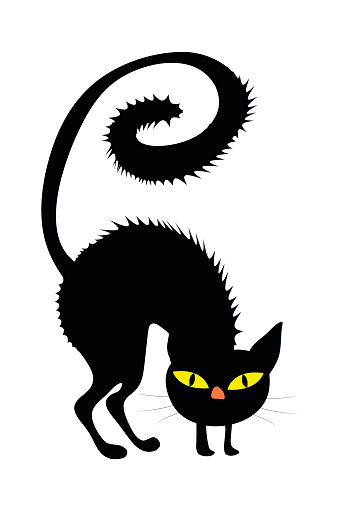 Silhouette Of A Scared Black Cat Clip Art, Vector Images ...