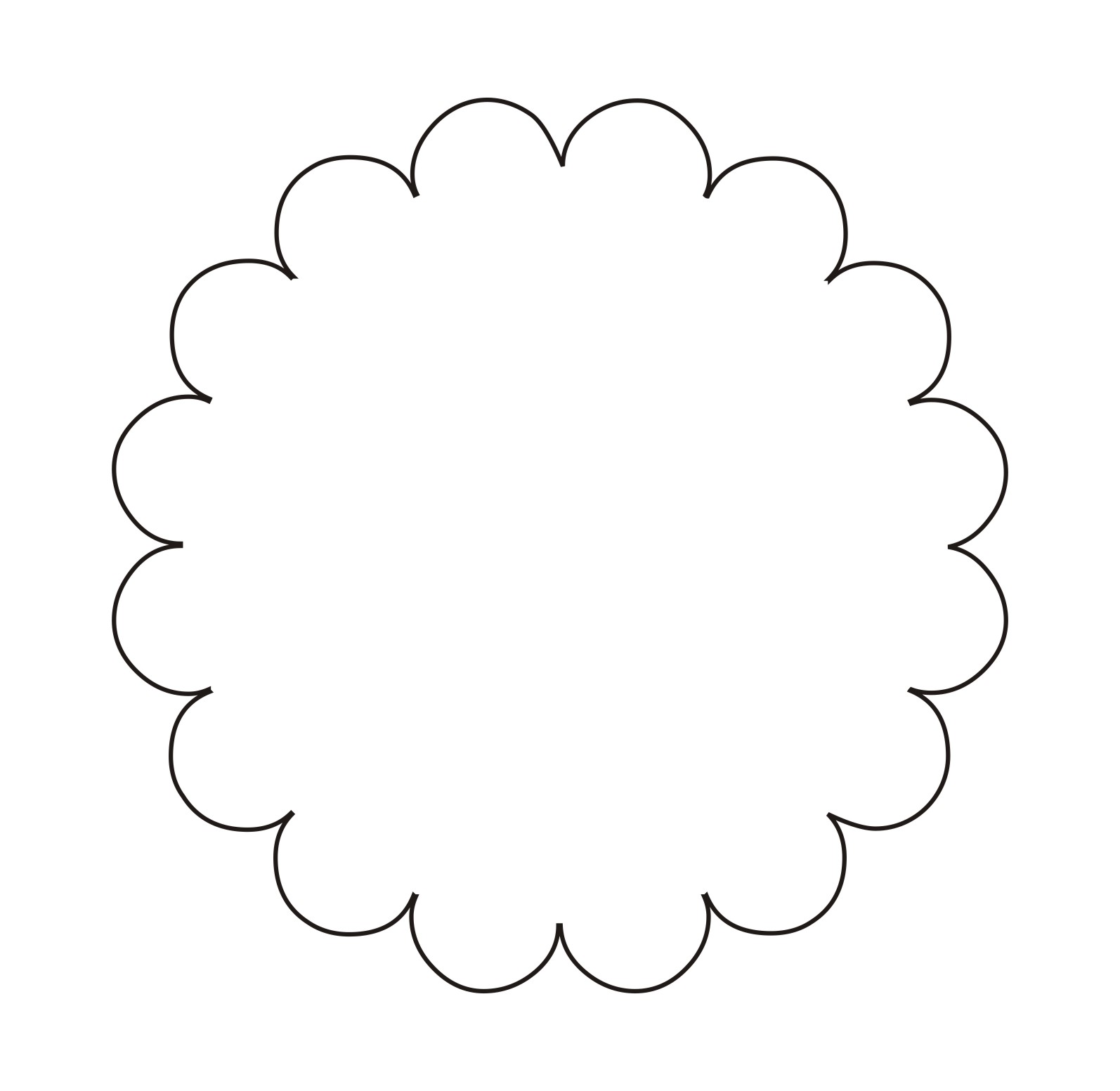 Black and white scalloped circle clipart