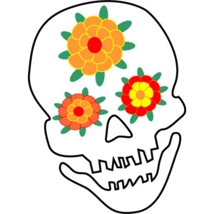 Skull with Flowers Clip Art-Dia de los Muertos Day of the De ...