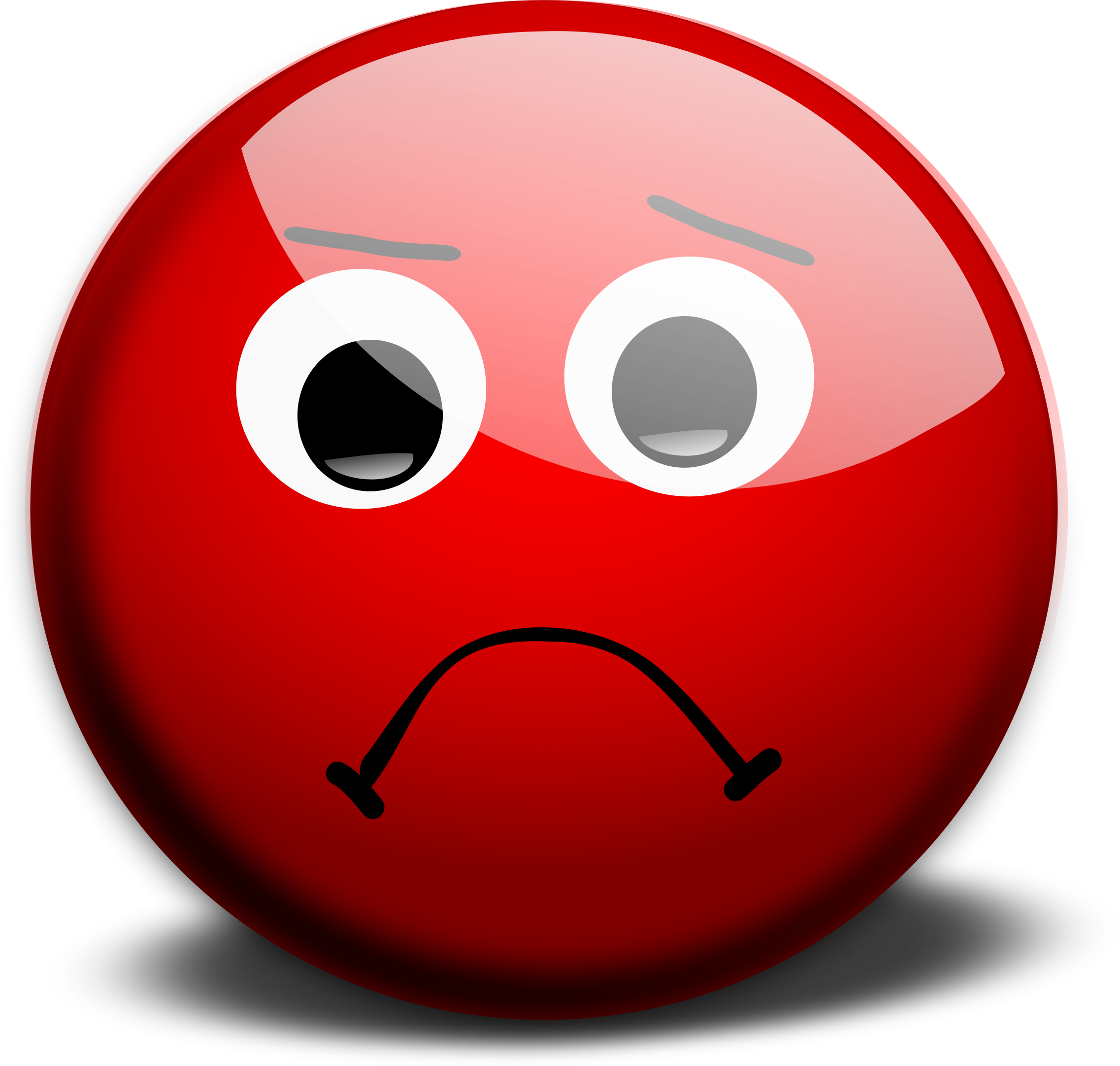 Sad face by morkaitehred - Red sad face representing a unsuccessful result of an action. Optimized for use on a web page.