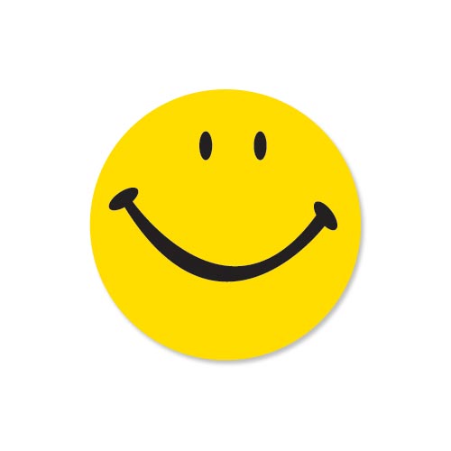 112018 - 25mm Circle DK Yellow Smiley Logo
