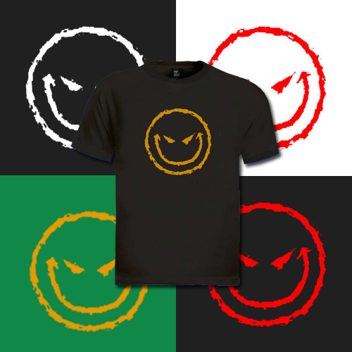 5 Crazy Smiley T Shirt EMO Punk Happy Face Urban LOT