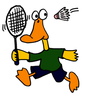 Funy Duck Playing Badminton Cartoon design by naturesfun, Sports t ...