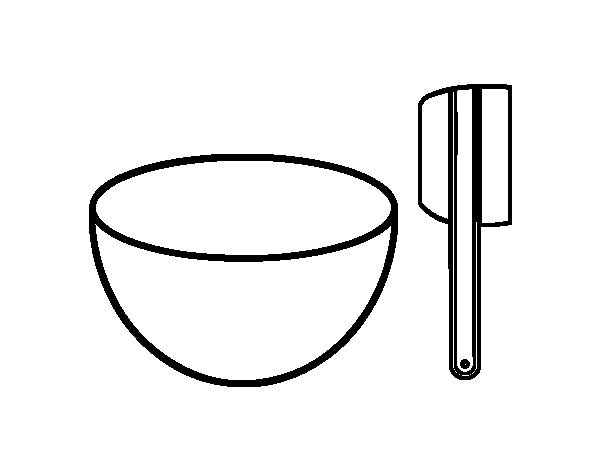 Bowl and spatula for cakes coloring page - Coloringcrew.com