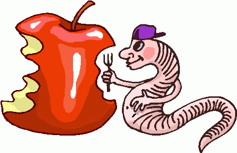 worm_eating_apple clipart - worm_eating_apple clip art