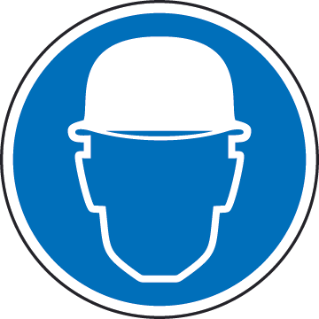 Hard Hat Required Label by SafetySign.com - J6503
