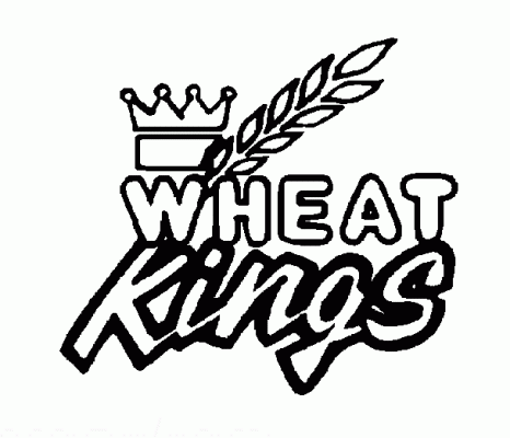 Brandon Wheat Kings hockey logo from 1984-85 at Hockeydb.